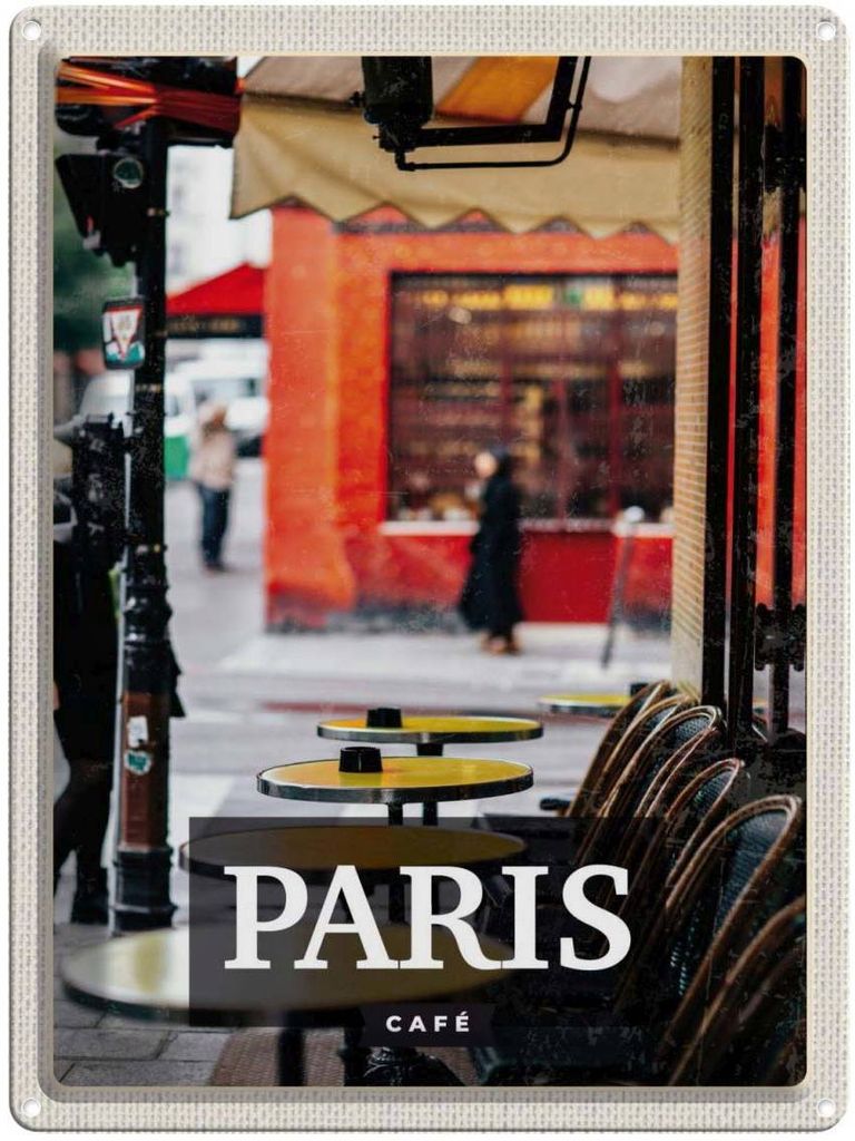 vianmo Blechschild 40x30 cm Paris Cafe Restaurant Bildmotiv Reisemotiv Essen Trinken Abenteuer Reisen Urlaub