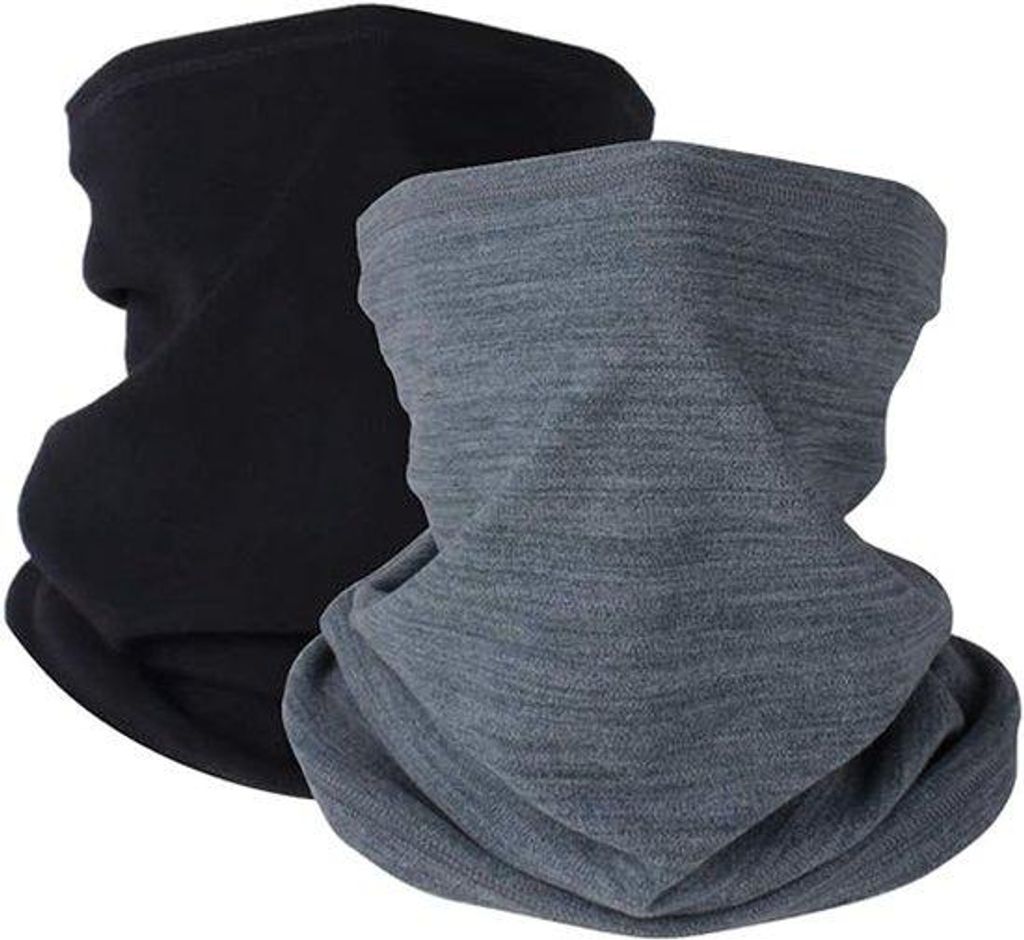 Polyester-2er Schwarz- und Grau Winter-Halskrause Fleece Wetterdichte Gesichtsmasken-Halsschutzschal für kalte Wetterbedingungen für Männer und ...