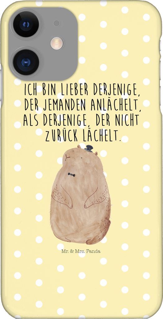 Mr. & Mrs. Panda Iphone 11 Handyhülle Murmeltier - Gelb Pastell - Geschenk, Handy Schutzhülle, Fröhlichkeit, Freundlichkeit, Case, Cover, Gute L...