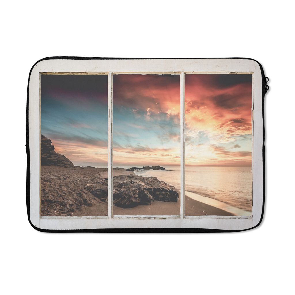 MuchoWow Laptop Hülle 13 Zoll Aussicht - Strand - Meer Laptoptasche - Laptophülle - Sleeve - Rundumschutz