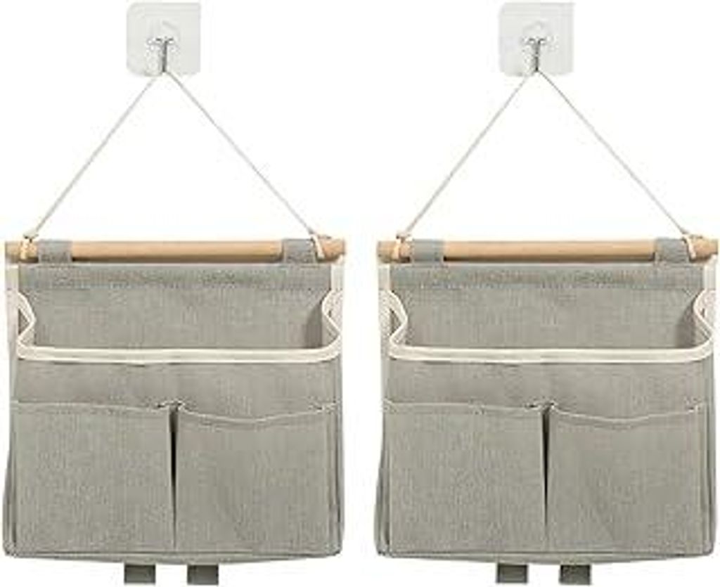 2 Stück Hängeorganizer, Hohe Kapazität Zusammenbaubar Grau Hängeaufbewahrung, Wandorganizer, Hänge Organizer mit Klebehaken, Wand Organizer H...