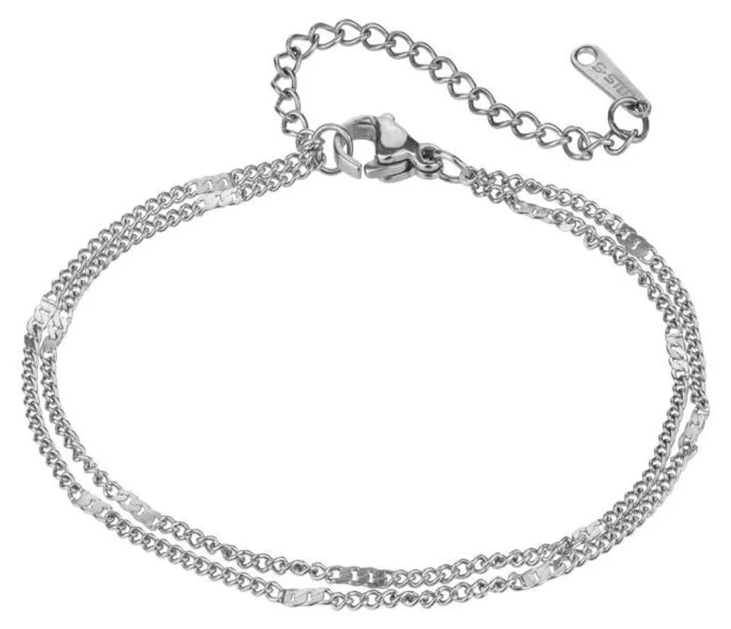 Bracelet acier inoxydable femme Maia EWB24026S avec double chaîne fine