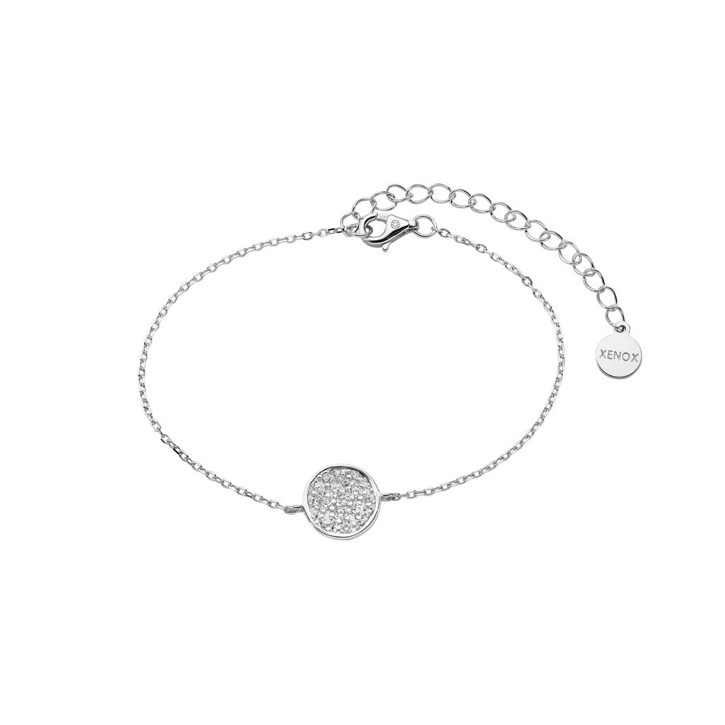 Xenox Damen Armkette Armband Sterling Silber 925 mit runden Anhänger und Zirkonia Steinen - Dream XS2028