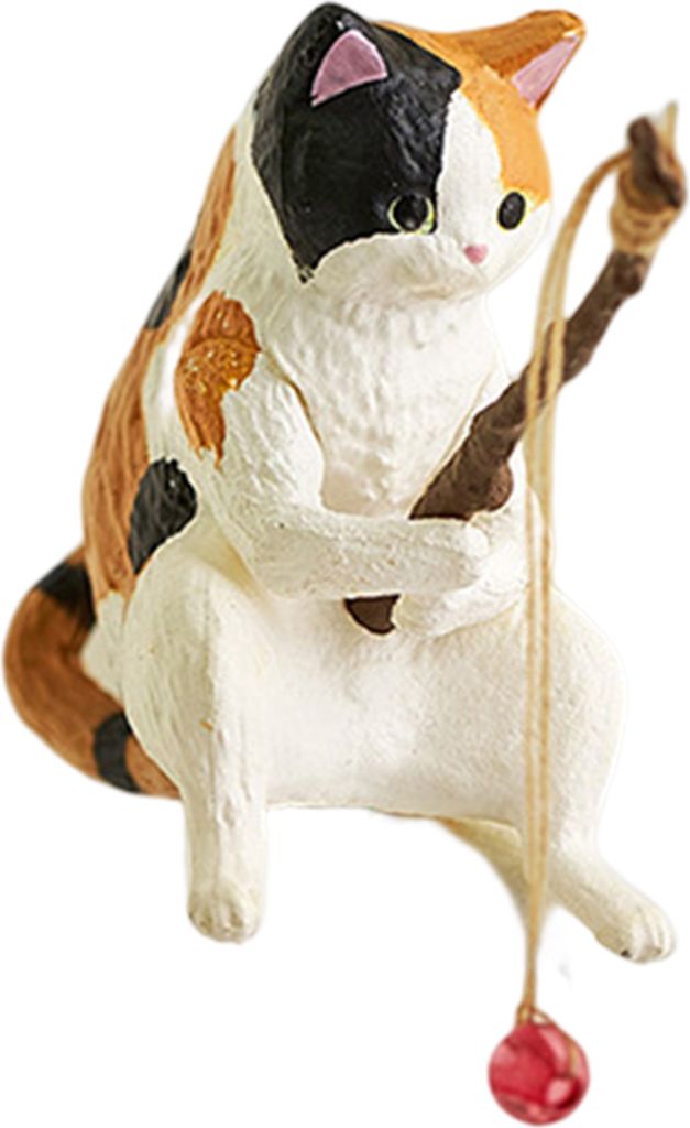 Animal Figurine feine Arbeitskunst kompakt kreative weite Anwendung Neuheit Desktop Computerdekoration Exquisite Cartoon Kitty Fishing Ornament Ges...
