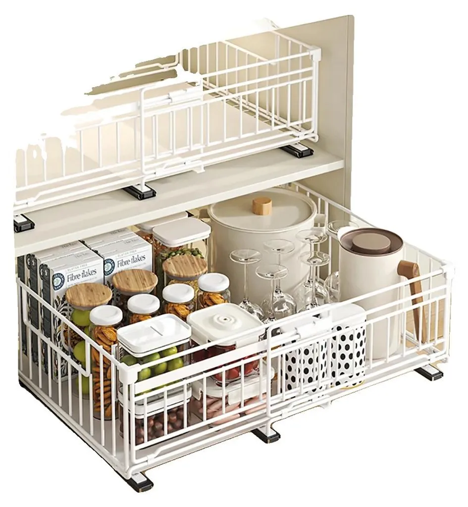 Rangement de cuisine extensible blanc pour gagner de la place - 2 pcs
