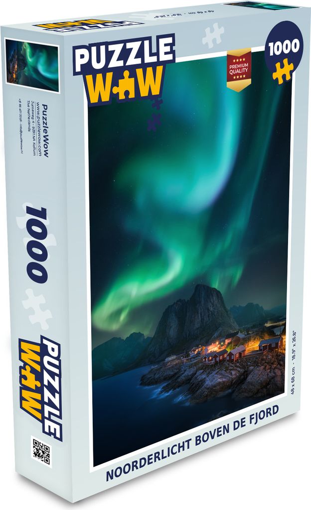 MuchoWow Puzzle 1000 Teile Nordlicht über dem Fjord - Spielzeug - Alt und Jung - Spiele - Puzzeln
