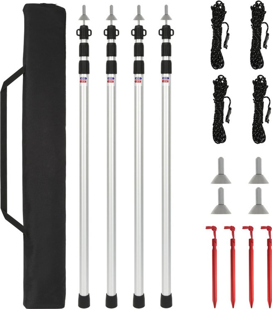 TolleTour Zeltstange Teleskop-Zeltstangen Aluminium, Verstellbare Aufstellstangen für Tarp, Zelt, Sonnensegel oder Plane, Stilausziehbar von 88cm...