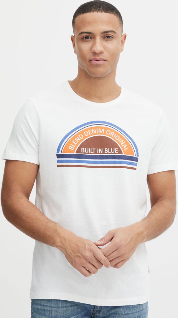 Blend 20715022 Tee Herren T-Shirt Kurzarm Shirt mit Print Rundhals-Ausschnitt Frontprint hochwertige Baumwoll-Qualität