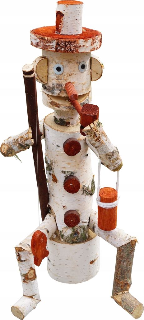 Figura da giardino in legno 55 cm betulla pescatore - Immagine del prodotto 
