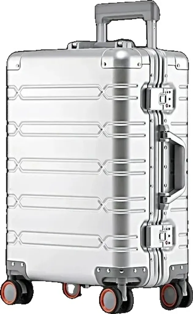 Valise métallique durable argentée 24 pouces avec roues spinner fluides