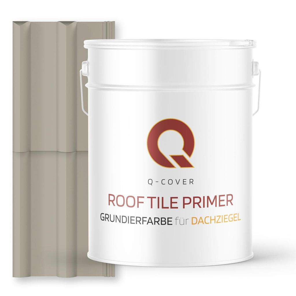 Grundierfarbe für Dachziegel Kieselgrau RAL 7032 10 L | wetterfeste Dachbeschichtung | für Ziegel, Beton, Eternit | UV-beständig | Q-COVER