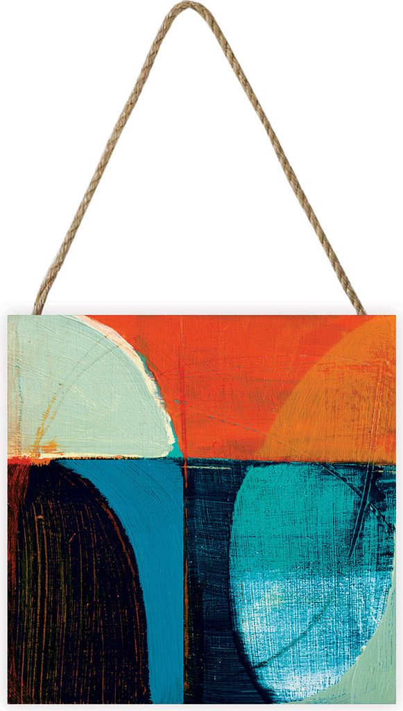 Joanne Last - Holzklotz "Abstract 6" PM6503 (20 cm x 20 cm) (Orange/Blau/Schwarz)