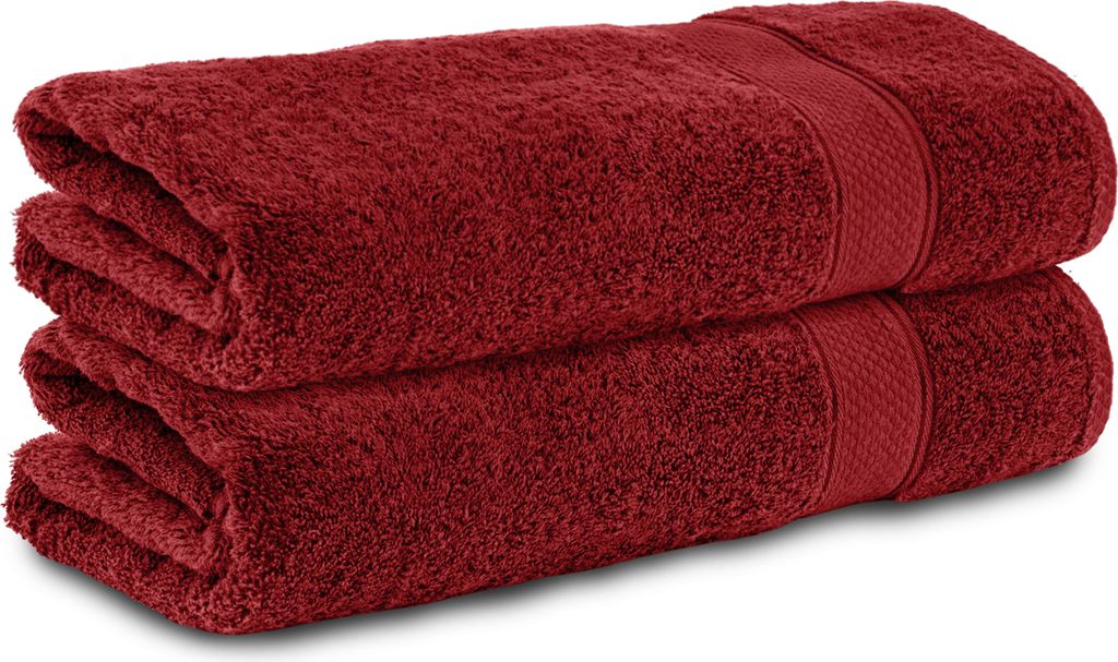 Komfortec 2er Handtücher 50x100 cm Set aus 100% Baumwolle, 470g/m², Frottee, Weich, Aurorarot
