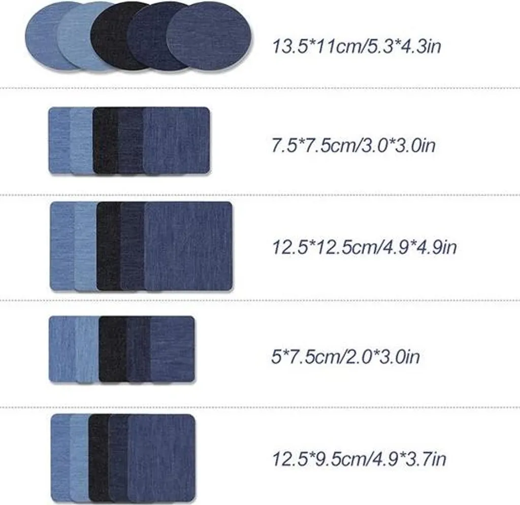 25 Patchs Thermocollants pour Jeans Denim Bleu - Réparation Coudes Genoux