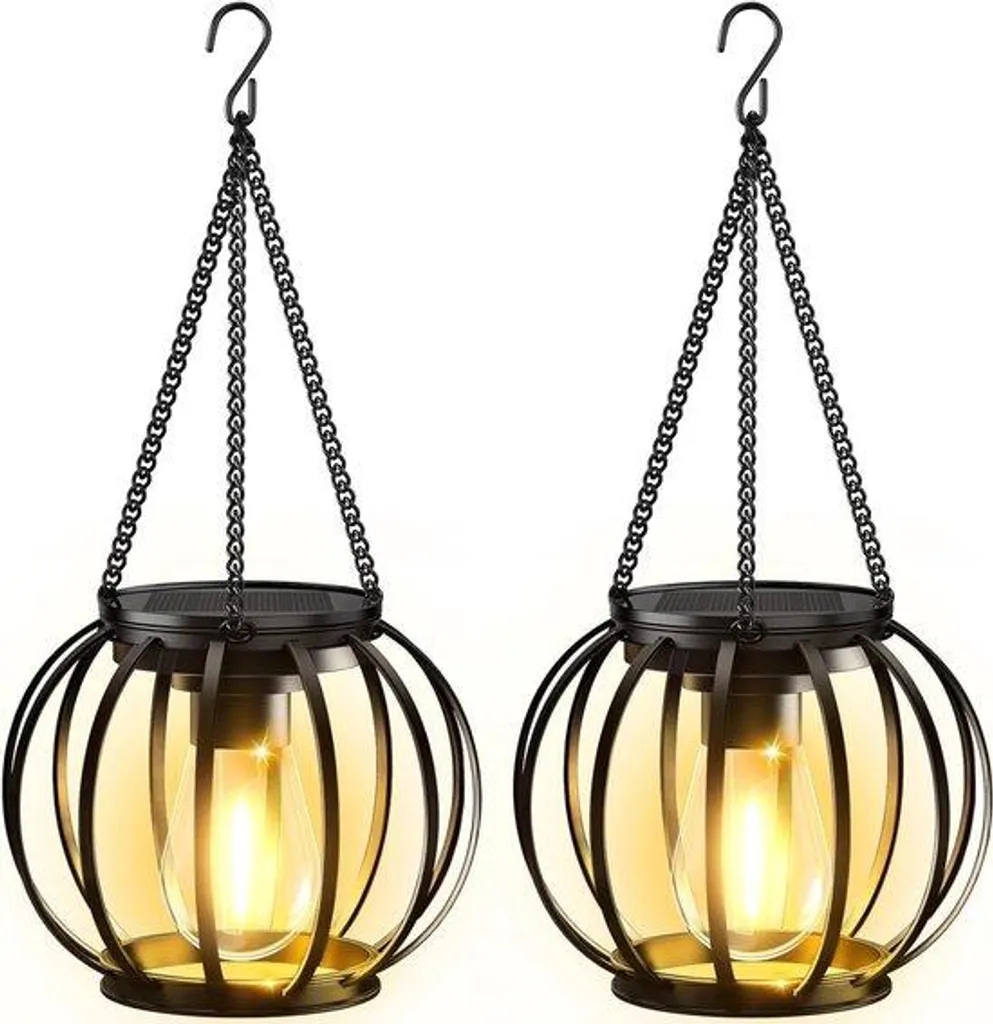 Lanternes solaires métal IP65 lot de 2 avec capteur lumière automatique