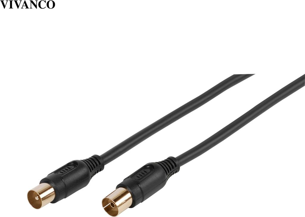 VIVanco Antennenkabel 10m 90dB - Hochwertiges Koaxialkabel mit vergoldeten Kontakten für TV und Radio, Schwarz
