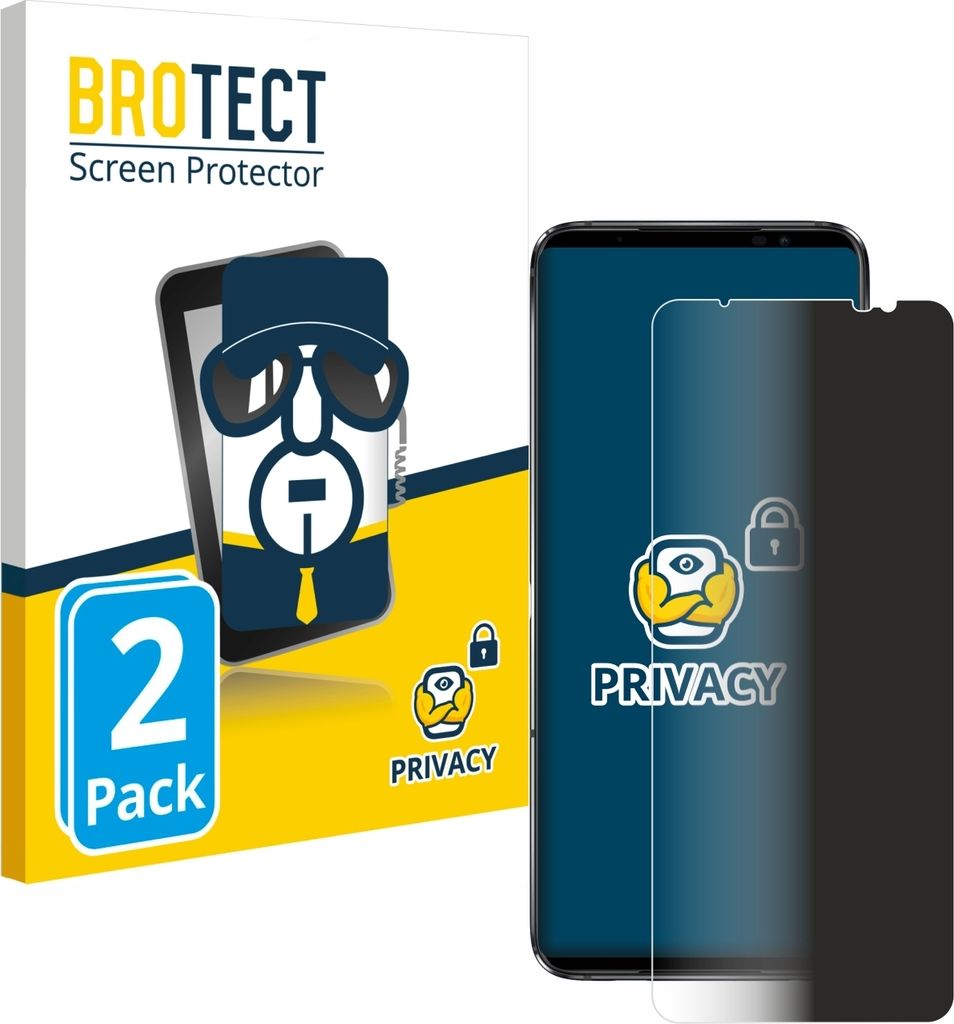 2x BROTECT Sichtschutzfolie für ASUS ROG Phone 6 Anti-Spy Privacy Sichtschutz Blickschutz Folie Blaulicht-Schutz