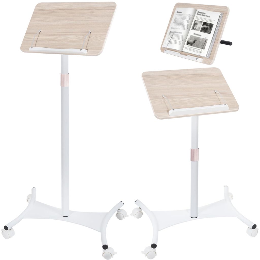 Solidchoice - Verstelbare Boekstandaard met Wielen en Productafbeelding 