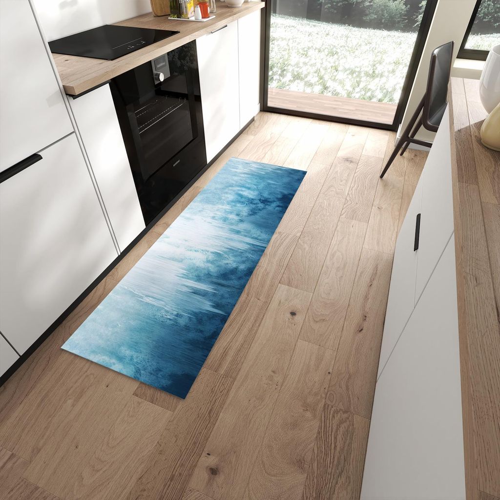 Küchenteppich 60x180cm rutschfest & abwischbar PVC Läufer - Gefrorener Wasserfall