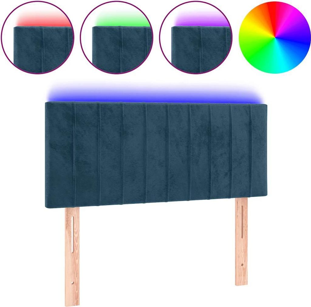 vidaXL LED Kopfteil Dunkelblau 100x5x78/88 cm Samt