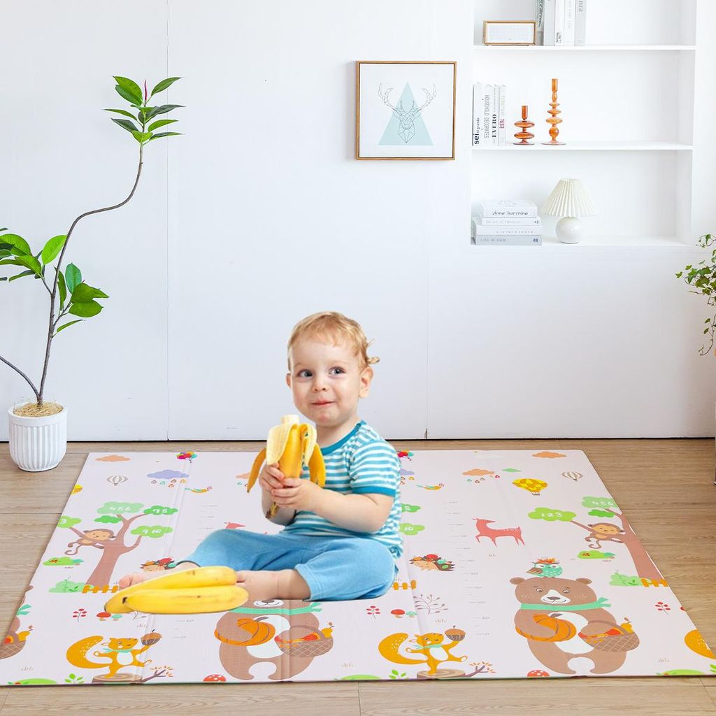 Kinder-Teppich Mit Tier-Motiv, Spielteppich Für Kinderzimmer, In Hell Gelb, Grösse:200x180 cm