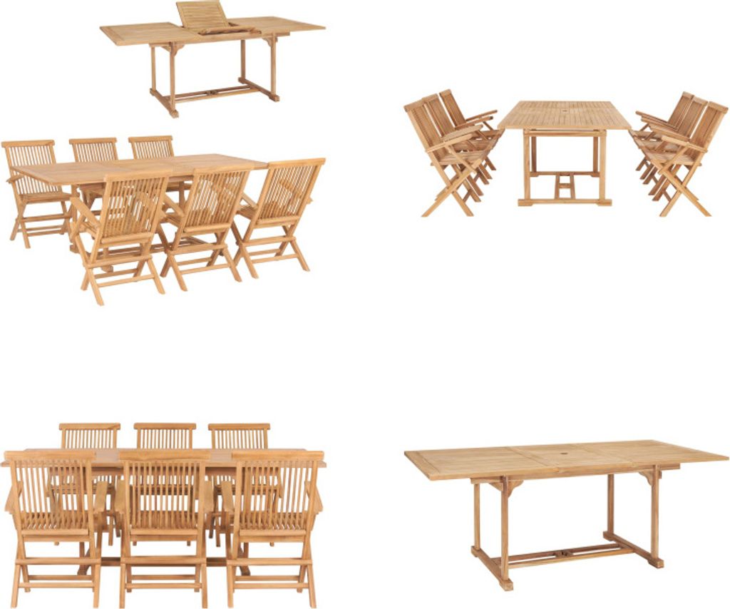 vidaXL 7 tlg. Garten Essgruppe 150 200 x 100 x 75 cm Massivholz Teak - Gartenmöbel-Set - Gartenmöbel-Sets - Gartentisch Und Stühle - Gartentisch...