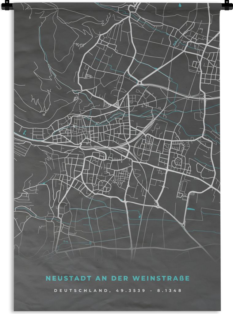 MuchoWow Wandteppich Wandbehang Stadtplan - Neustadt an der Weinstraße- Deutschland - Karte 60x90 cm Tapisserie Dekoration Wandtuch - Foto-Teppi...