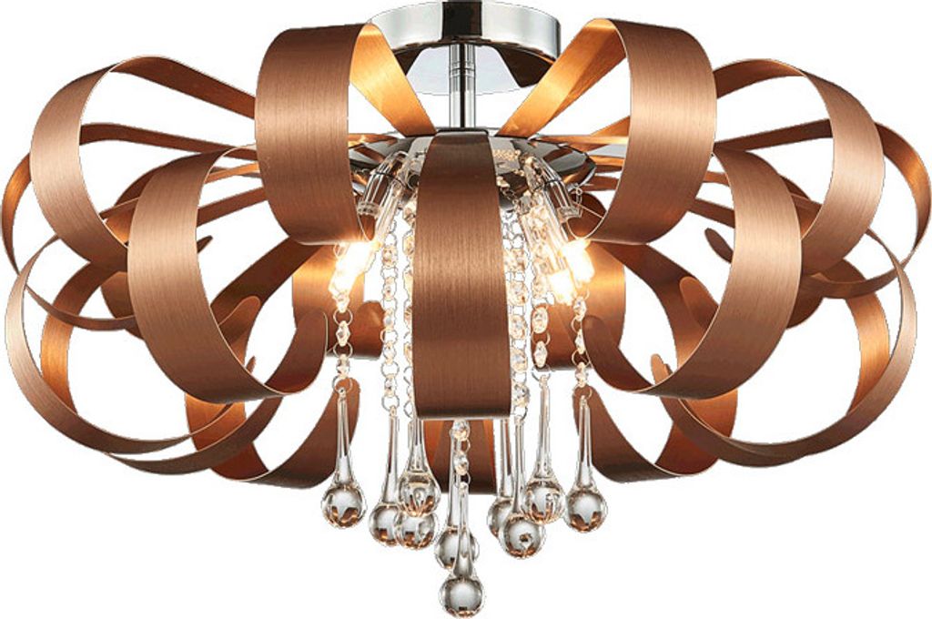 Deckenleuchte RIBBON CRYSTAL 6xG9/33W, kupfer/klar, Ø: 60 H: 34 cm, Fassung G9
