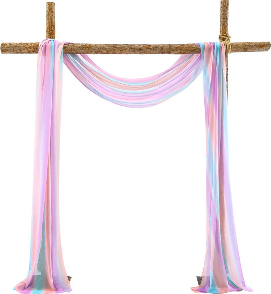 (70*550 cm) Regenbogenfarben Chiffon Vorhangstoff für Hochzeitsbogen - Vorhang für Hochzeitsfeier, Zeremonie, Bühnendekoration 1St