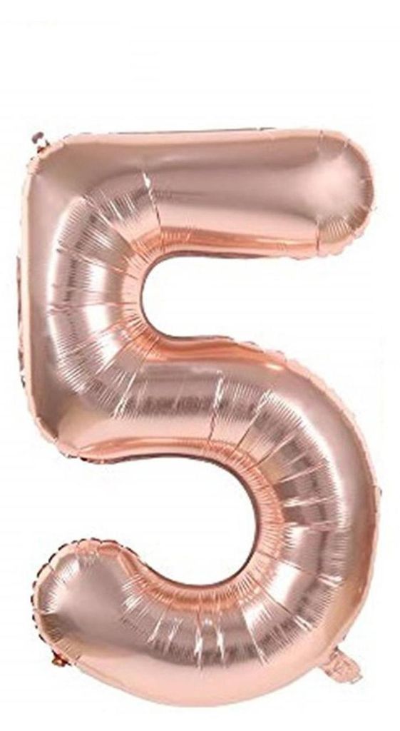 Folienballon Zahl 5, ca. 40 cm, rosegold, für Luftbefüllung Produktbild 