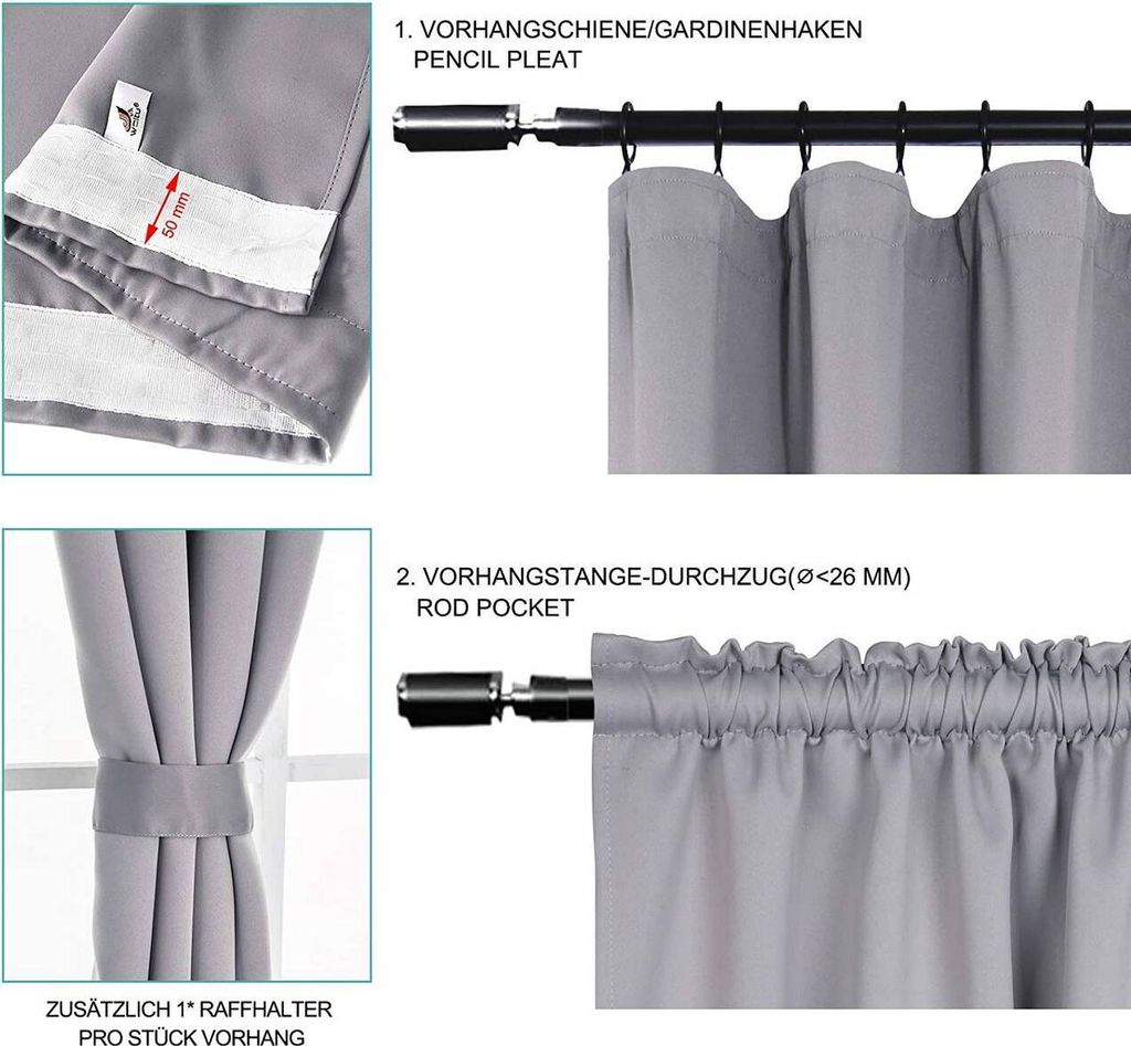 WOLTU Thermovorhang Verdunklungsvorhang, 250g/m², 135x245 Produktbild 7