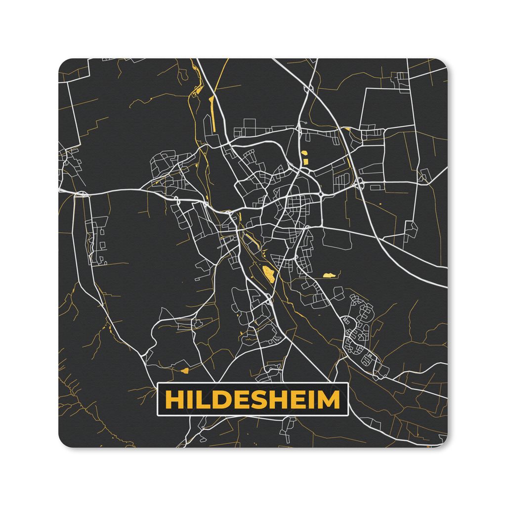 MuchoWow Mauspad Mousepad Hildesheim - Gold - Stadtplan - Karte - Deutschland 30x30 cm - Mousepads - Maus Mat - Pad - Mausunterlage - Gaming