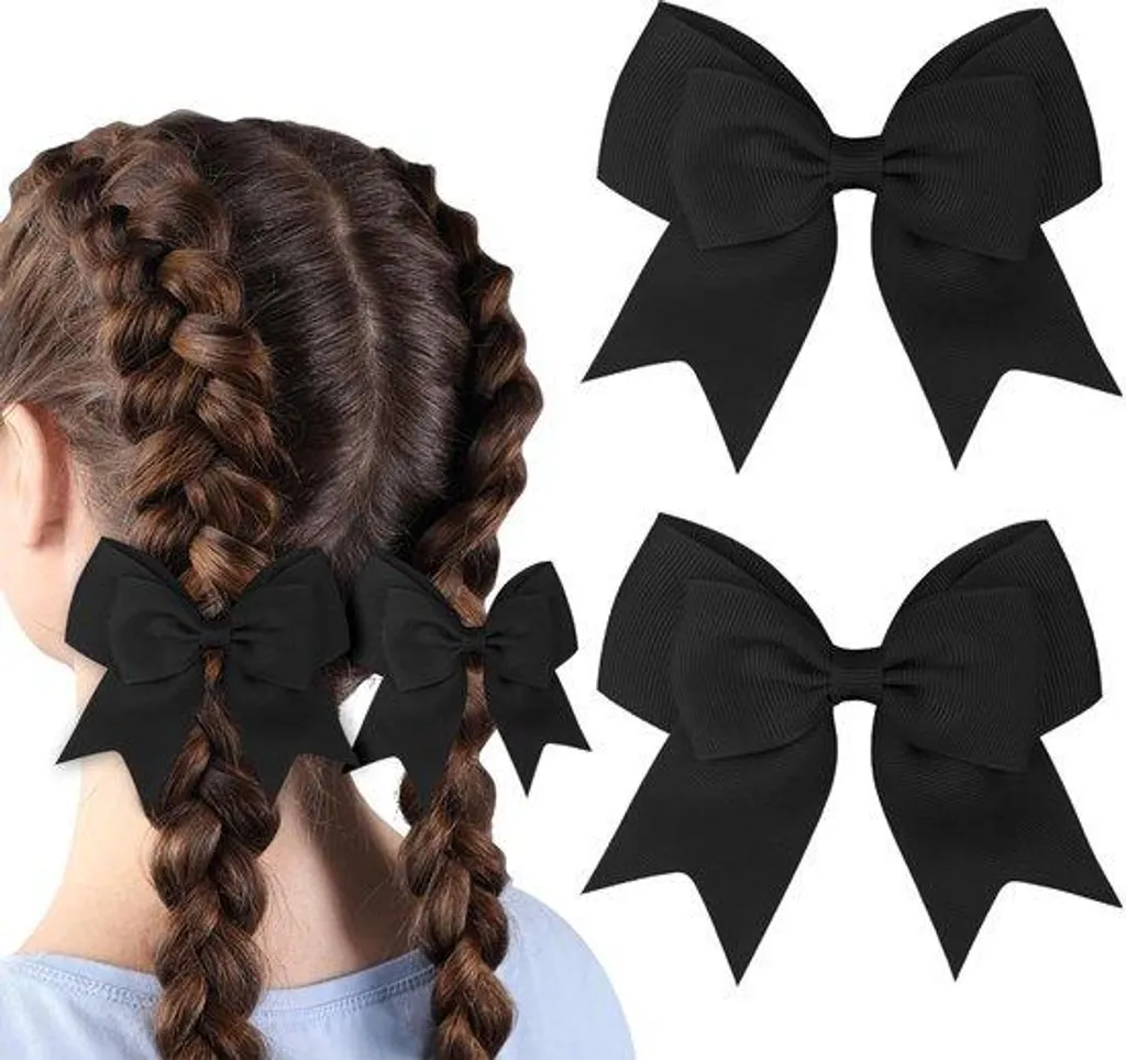 Barrette soyeuse en satin noir et serre-tête bicolore haute qualité