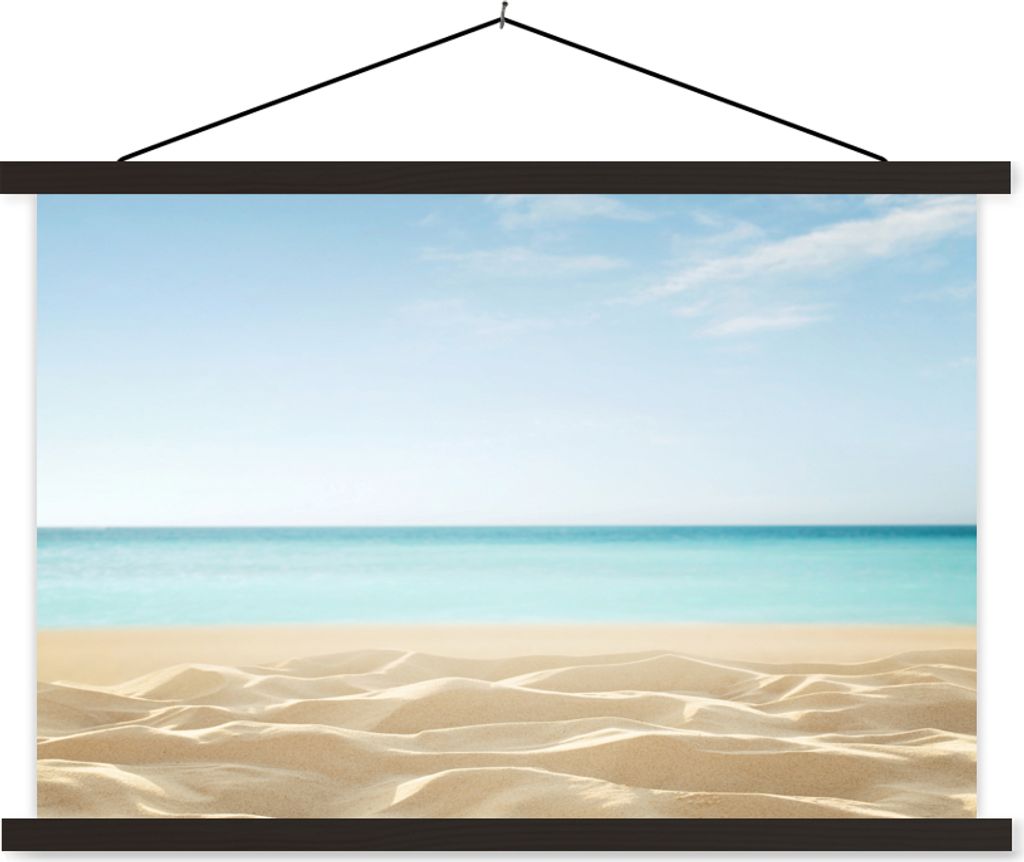 MuchoWow Textilposter Strand - Meer - Sand 90x60 cm mit schwarzem Rahmen - Aufhängungssatz