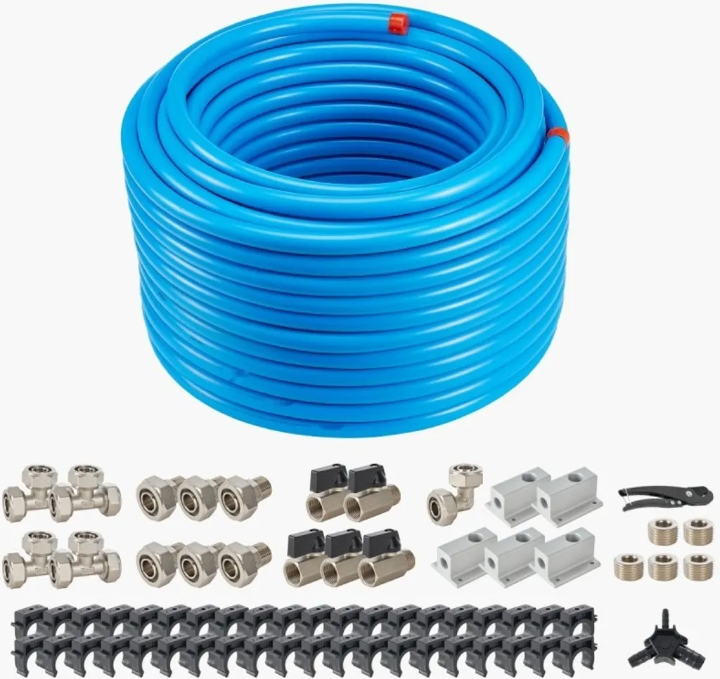 Kit Tuyauterie Compresseur Air 3/4 pouce x 60m en Aluminium HDPE Bleu