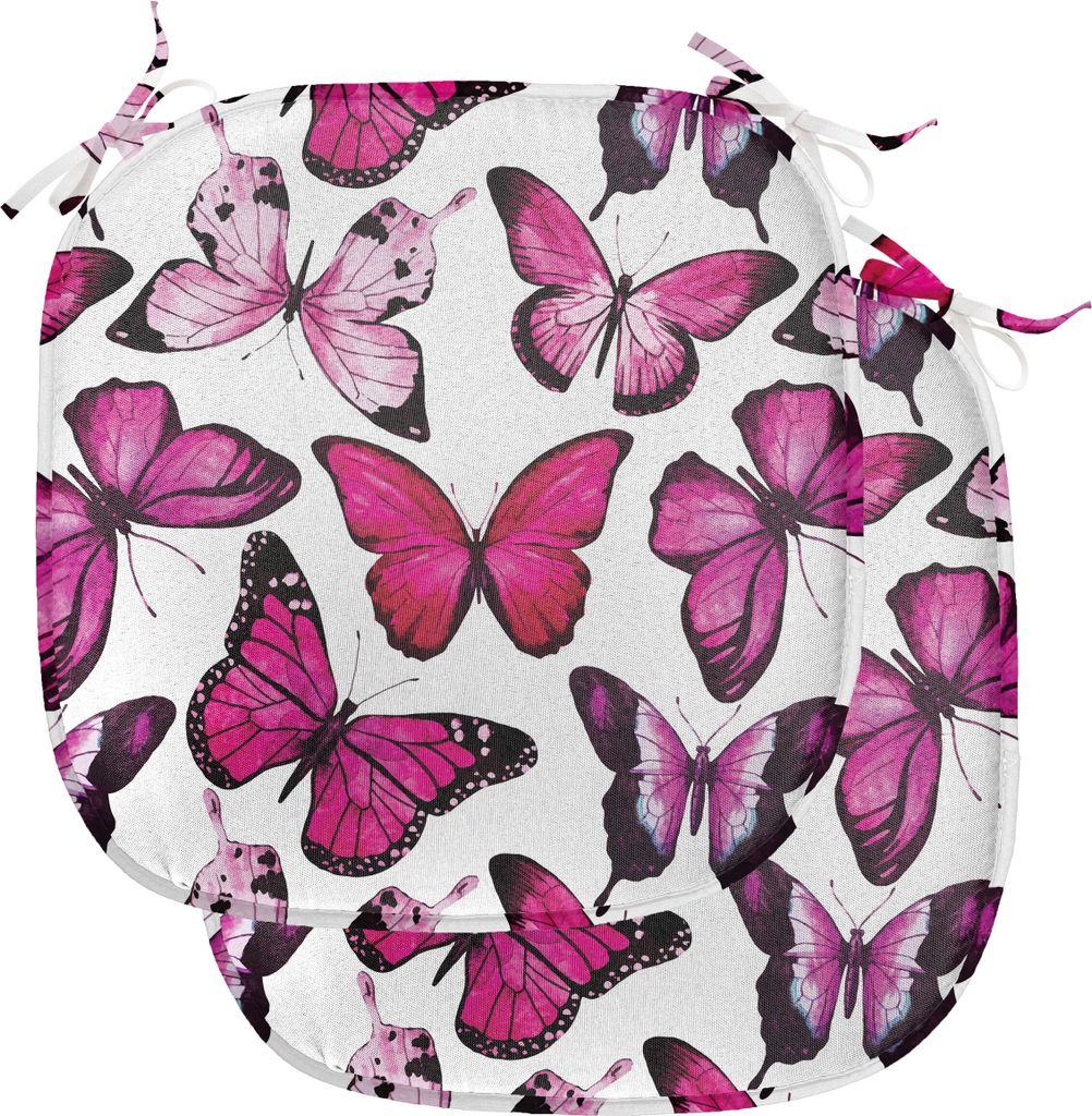 ABAKUHAUS Schmetterling Polster für Esszimmerstühle, vibrant Aquarell, Dekoratives wasserfestes Kissen mit Riemen für Küchensitze, 40 cm x 40 c...