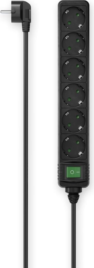 Hama Steckdosenleiste 6-fach, Schalter, 1,4m Kabel, Steckdosen 45° gedre