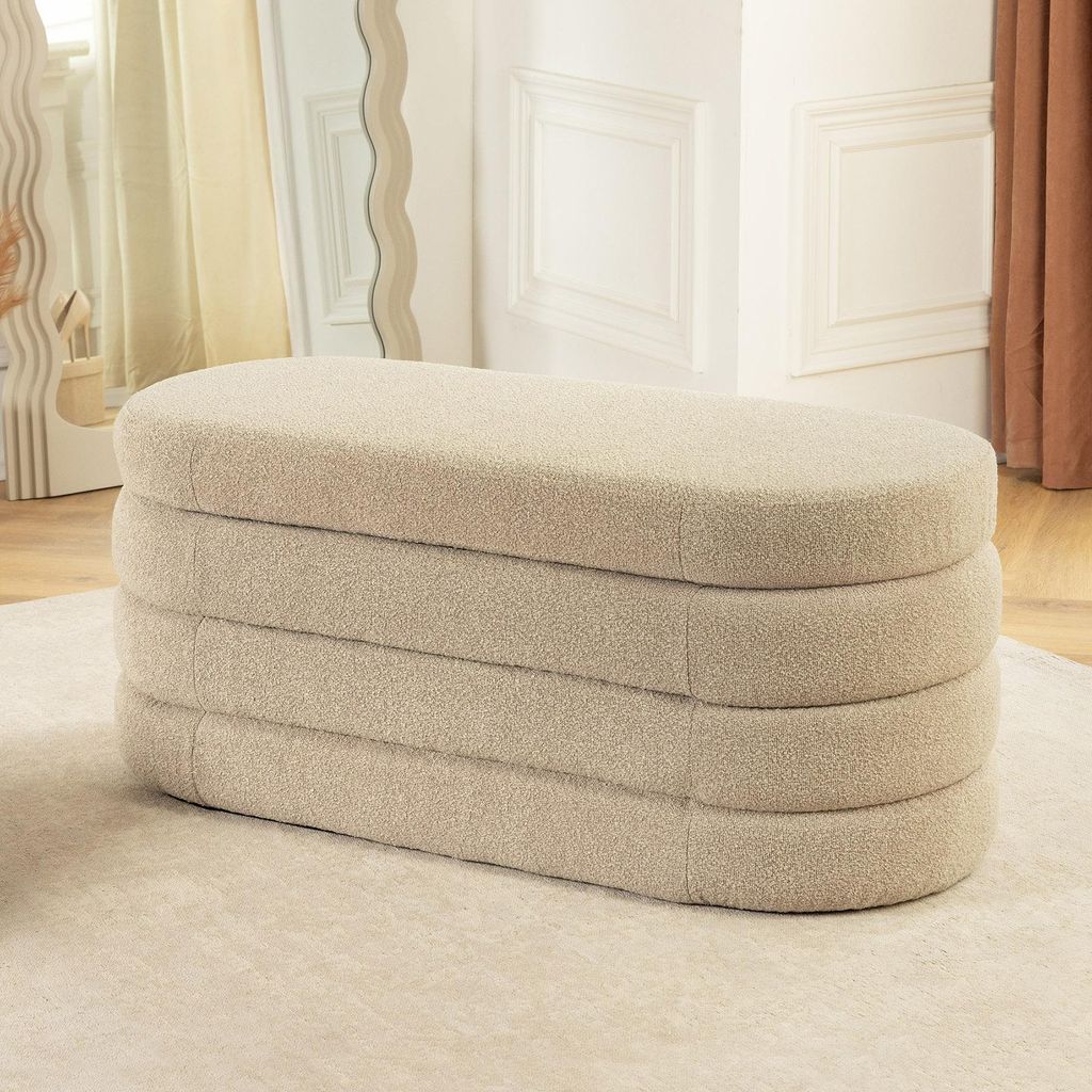 riess-ambiente Extravagante Polsterbank VOGUE 115cm taupe Bouclé Sitzbank mit Stauraum Bank