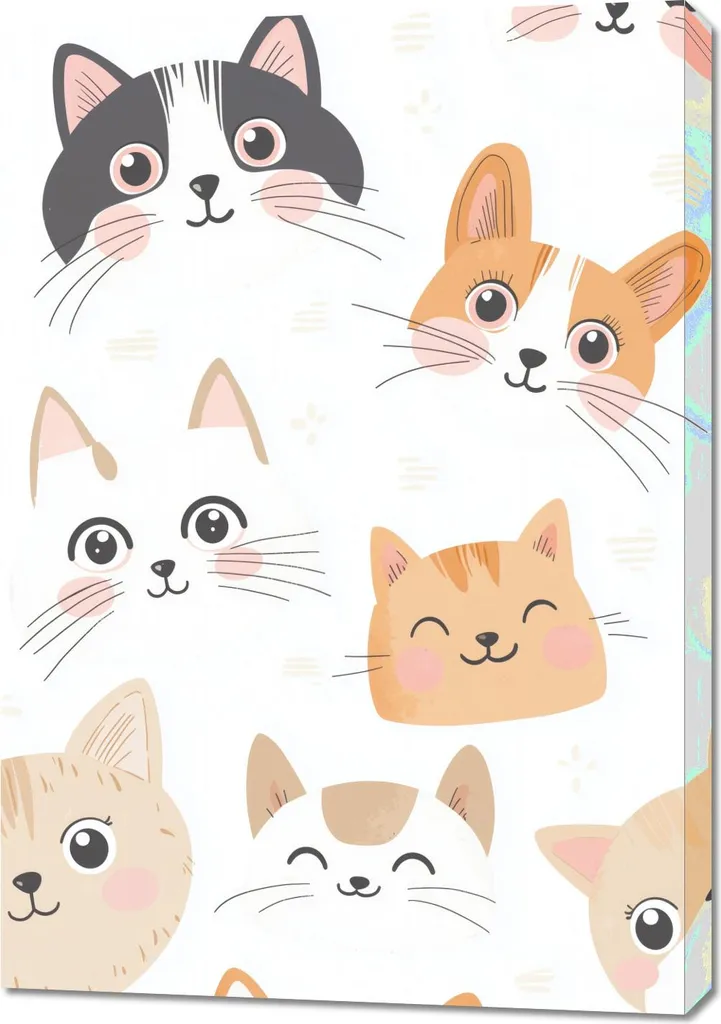 Quadro da Parete 70x100 Motivi Animali Gattini - Arredo Bimbi Minimal