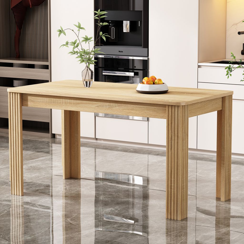 Flieks Esszimmertisch Rechteckig, Esstisch Küchentisch mit Holzbeinen, Tisch für Esszimmer Wohnzimmer, 116x65x75cm, Naturbelassen
