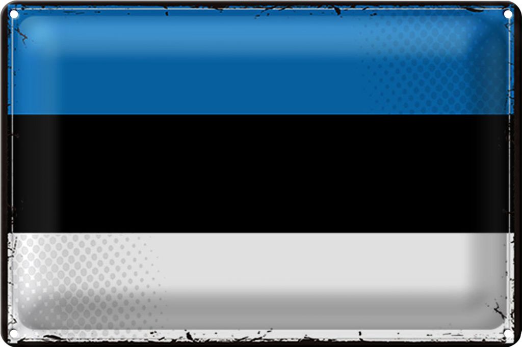 Blechschild Flagge Estland 30x20cm Retro Flag of Estonia