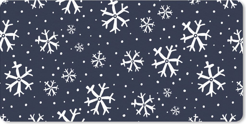 MuchoWow Mauspad Mousepad Winter - Schneeflocke - Muster 60x30 cm - Mousepads - Maus Mat - Pad - Mausunterlage - Nachhaltig