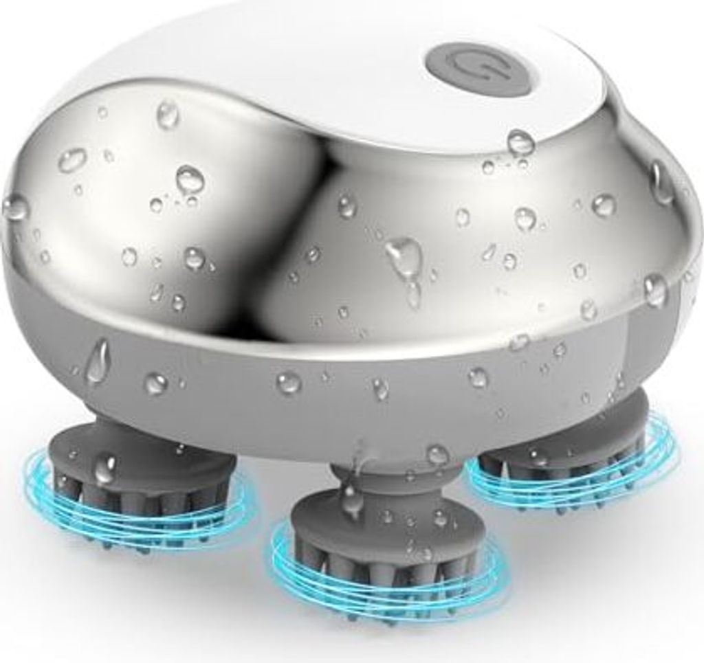 LOFICOPER Elektrische Kopfmassage, tragbares Ganzkörpermassager 4 Silikonköpfe und 3 Modi, Typ-C-Ladung, IPX7 wasserdicht, Handlöser, Tiefe