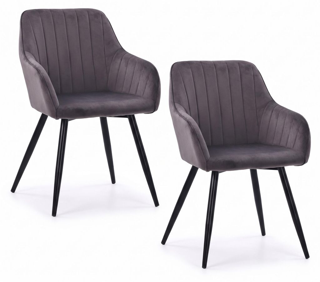 Relaxdays Esszimmerstuhl, 2er Set, Samt, Metallbeine,  Produktbild 