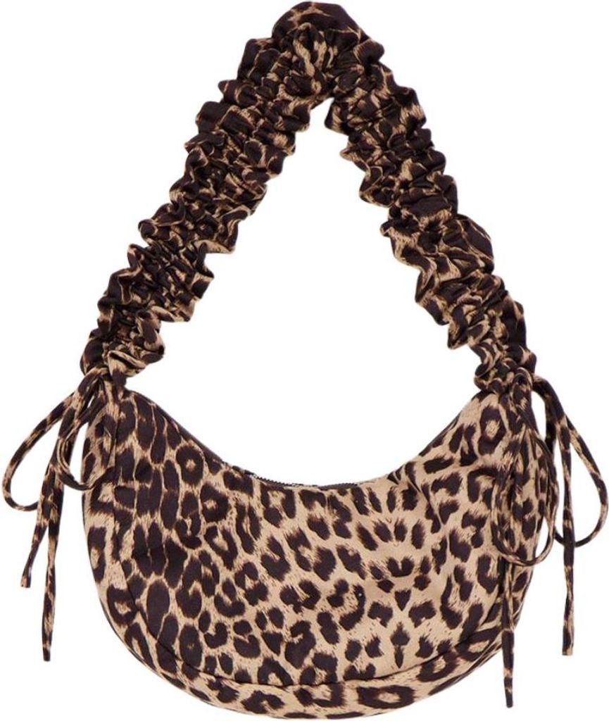 Borsa portagioielli con tracolla a volant marrone. Immagine del prodotto 