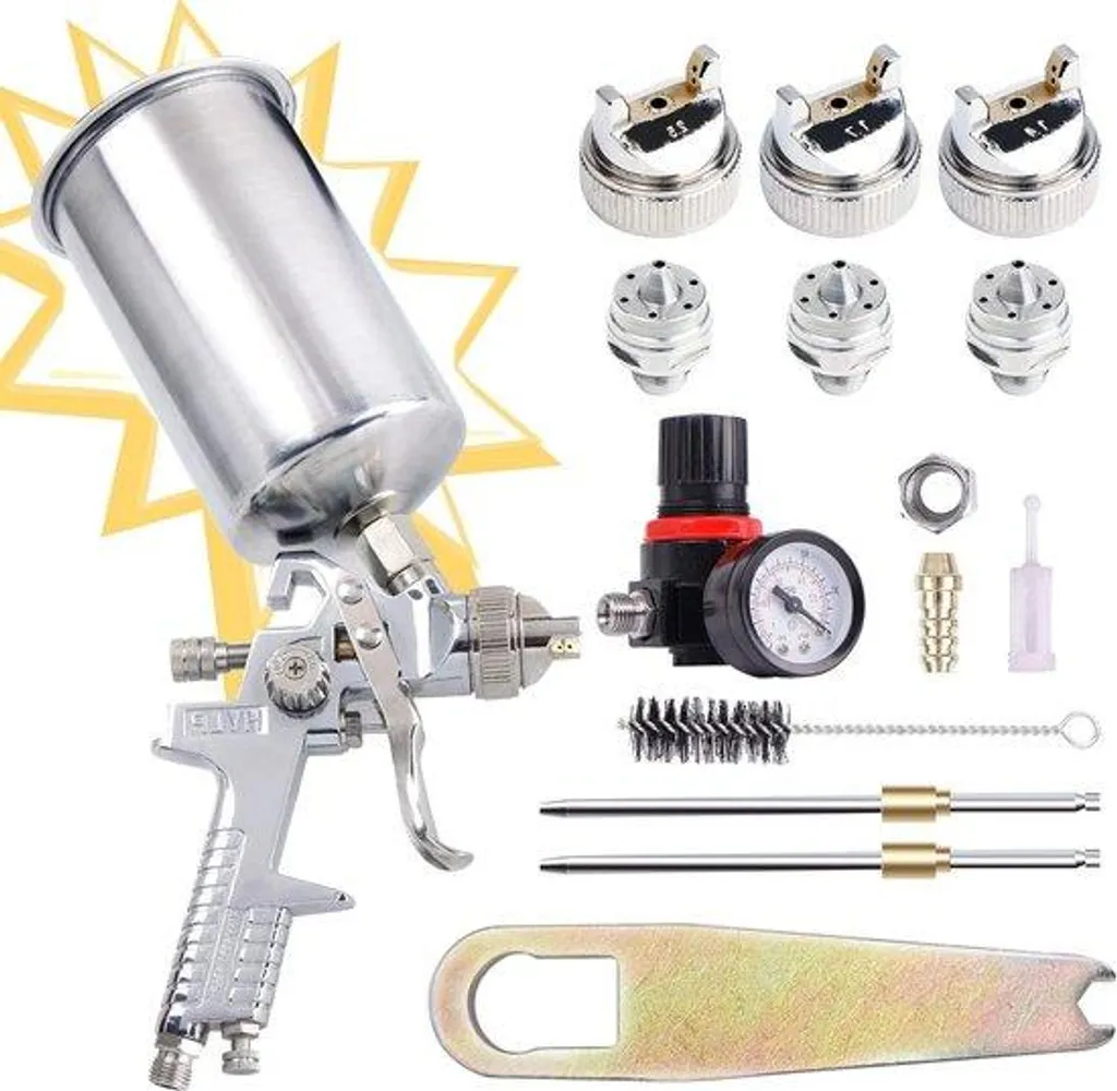 Pistolet pulvérisateur HVLP automatique piston 14-25mm argent 1000cm³