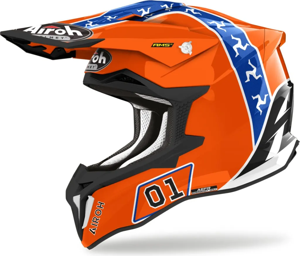 Casque Motocross AIROH Strycker Hazzard 2025 Orange S : Casque Tout-Terrain