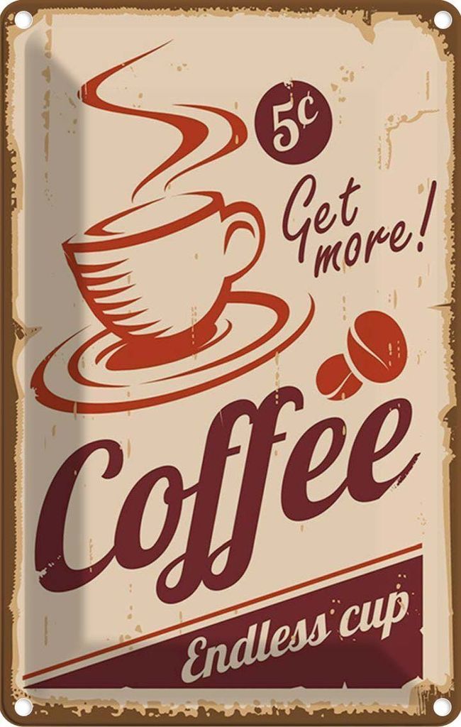 vianmo Blechschild 30x20 cm Coffee Endless cup Kaffee Essen Trinken