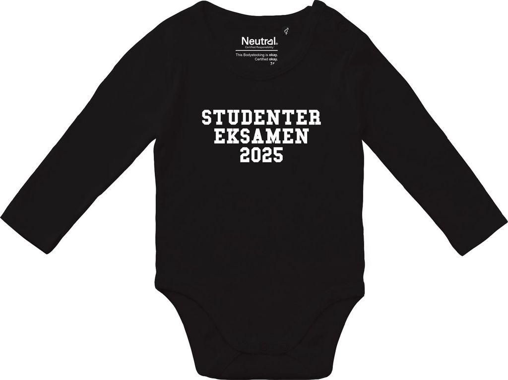 Huuraa Baby Body Studentereksamen 2025 Abschluss Dänemark 80 Black Baumwolle Fairtrade Langarmbody Geschenkidee