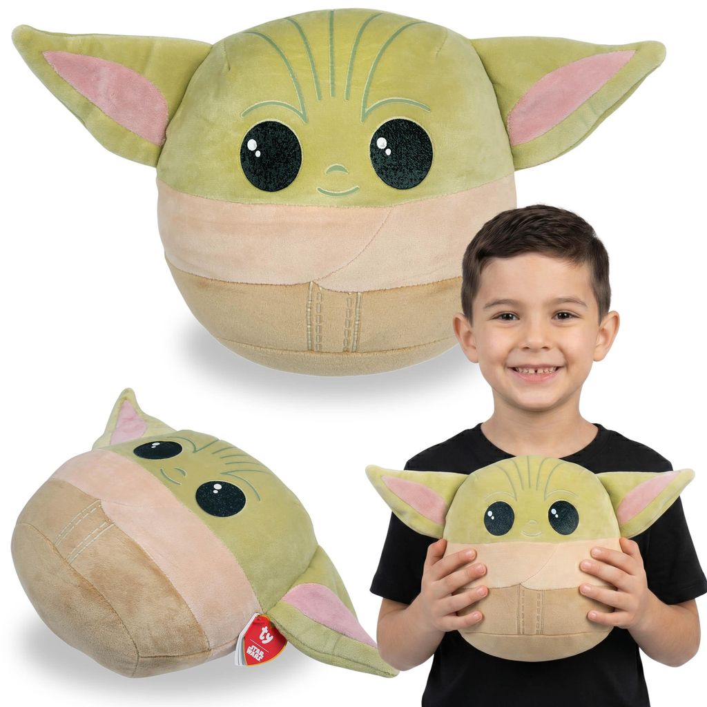 TY Star Wars Baby Yoda Dekokissen, SQUISHY BEANIES, rundes Produktbild 